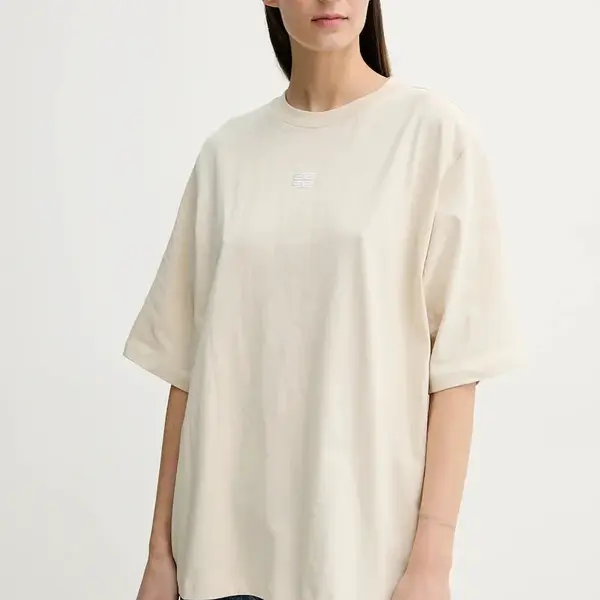 Bavlněné tričko Gestuz dámské, béžová barva, 10910075