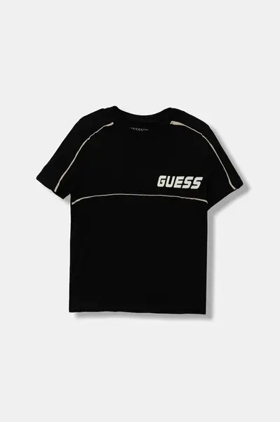 Dětské bavlněné tričko Guess černá barva, s aplikací, L5YI33 I3Z14