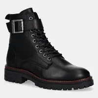 Kožené kotníkové boty Barbour Heidi dámské, černá barva, na plochém podpatku, LFO0637BK51