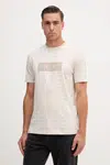 Bavlněné tričko Armani Exchange pánské, béžová barva, s potiskem, XM001902 AF10356