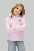 Dětská bavlněná mikina Calvin Klein Jeans růžová barva, s kapucí, s potiskem, IU0IU00712