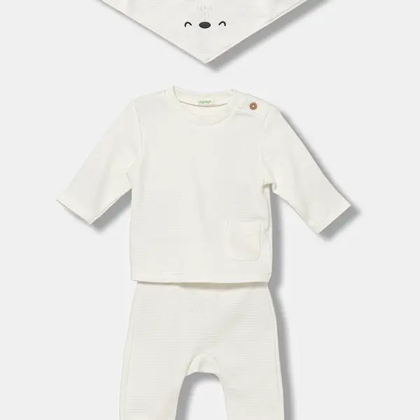 Dětská bavlněná souprava United Colors of Benetton béžová barva, 30THAK018