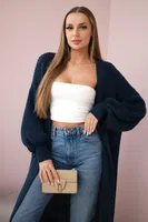 Kesi Włoski Svetr dlouhý kardigan Tmavý denim