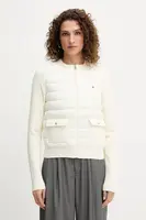 Bunda s příměsí vlny Tommy Hilfiger béžová barva, přechodná, WW0WW46741