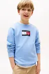 Dětská bavlněná mikina Tommy Hilfiger modrá barva, s potiskem, KB0KB09741