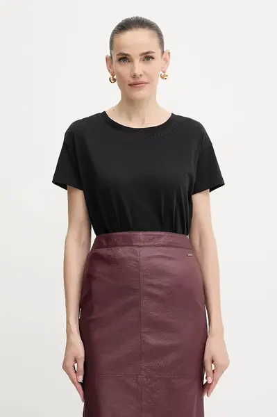 Bavlněné tričko Armani Exchange dámské, černá barva, XW001356 AF10356