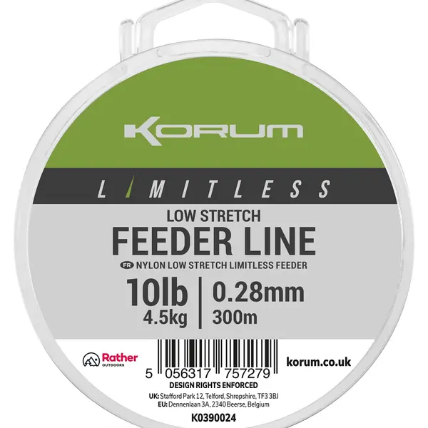 Korum vlasec limitless low stretch feeder line 300 m - 0,28 mm 4,5 kg