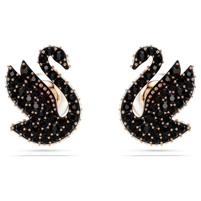 Swarovski Ikonické náušnice s černými krystaly Swan 5684608