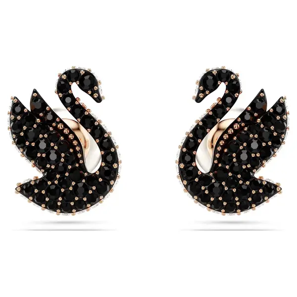 Swarovski Ikonické náušnice s černými krystaly Swan 5684608