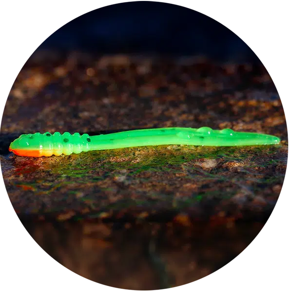 Redbass gumová nástraha micro tail fluo green rh uv color - xs 35 mm
