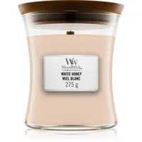 Woodwick White Honey Miel Blanc vonná svíčka s dřevěným knotem 275 g