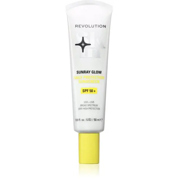 Revolution Skincare Sunray Glow Daily Protection opalovací krém na obličej pro rozjasnění pleti SPF 50+ 50 ml