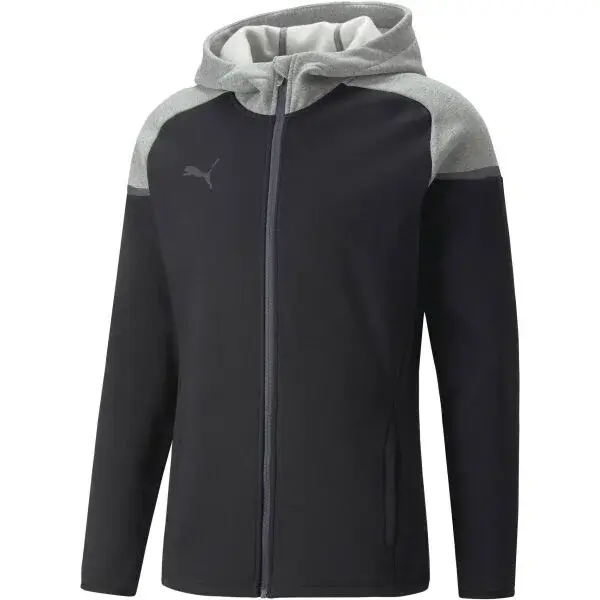 Puma TEAMCUP CASUALS HOODED JACKET Pánska športová bunda, čierna, veľkosť