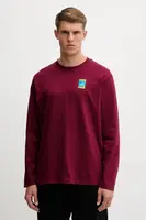 Bavlněné tričko s dlouhým rukávem LA Sportiva Moon Climb vínová barva, s aplikací, ZACL009