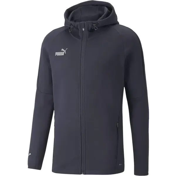 Puma TEAMFINAL CASUALS HOODED Futbalová mikina, tmavo modrá, veľkosť
