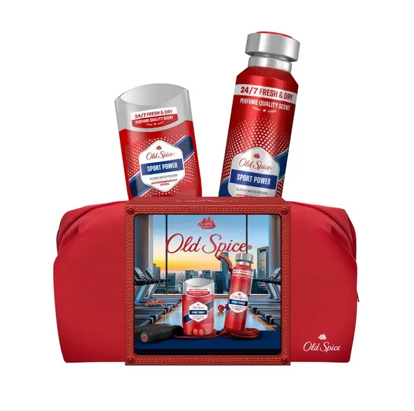 Old Spice Xmass sada Sport Power v taštičce antiperspiranty 150 ml + 50 ml