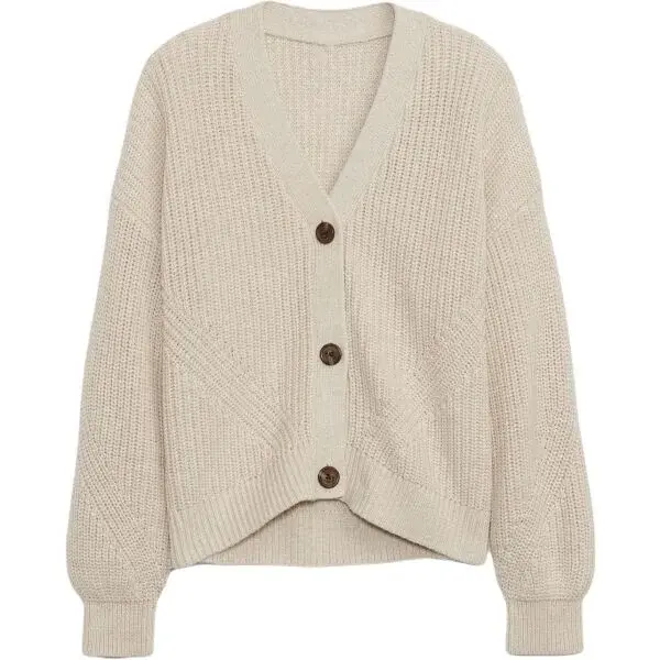 GAP V-BTTN FRONT Dievčenský sveter, béžová, veľkosť