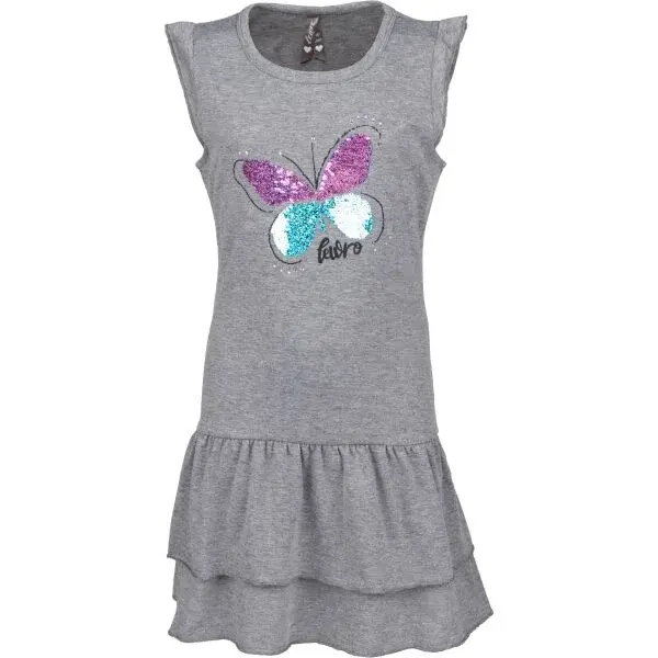 Lewro TOTTA Dievčenské šaty s volánmi, sivá, veľkosť 152-158