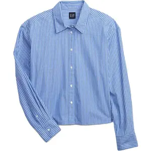 GAP LS CROPPED POPLIN Dámska košeľa, svetlomodrá, veľkosť