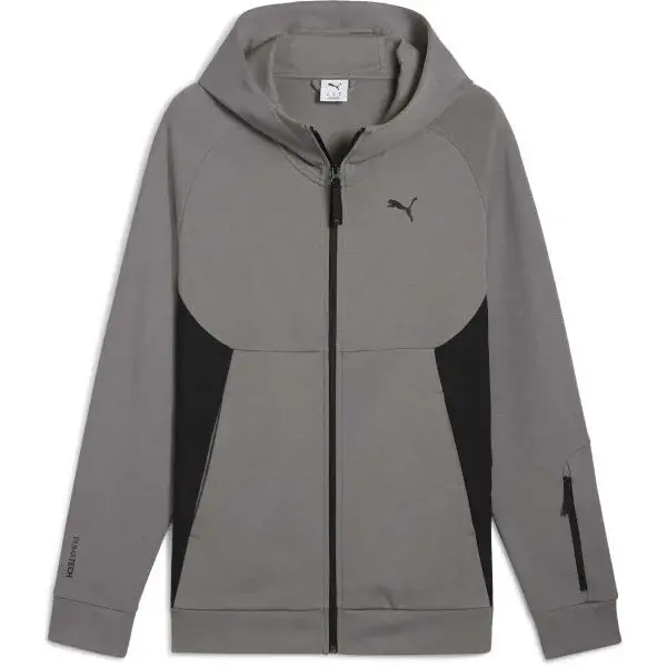 Puma TECH FULL ZIP HOODIE DK Pánska mikina, tmavo sivá, veľkosť