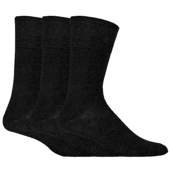 IOMI Gentle Grip pánske diabetik ponožky 3 páry ČIERNE lem bez gumičiek
