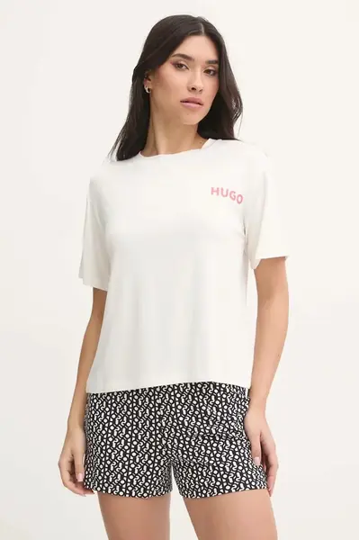 Tričko HUGO UNITE_T-SHIRT béžová barva, 50490707