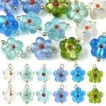 18Pcs 6 Colors Handmade Silver Foil Glass Lampwork Pendants