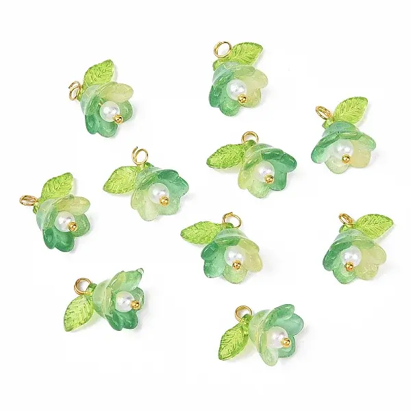 10Pcs Acrylic & Glass Flower Pendants