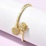 Brass Micro Pave Clear Cubic Zirconia Cuff Bangles for Women