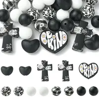 7 Styles Round & Cross & Heart Silicone Focal Beads