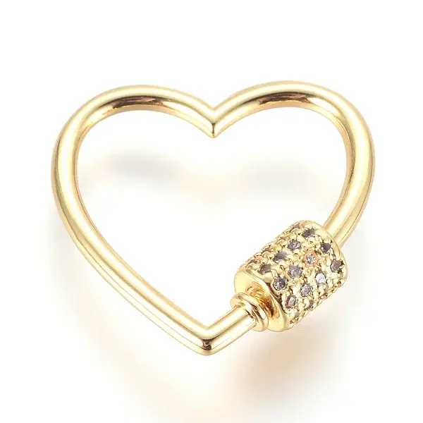 Brass Micro Pave Cubic Zirconia Screw Carabiner Lock Charms