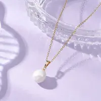 Natural Baroque Pearl Keshi Pearl Round Pendant 304 Stainless Steel Cable Chain Necklaces