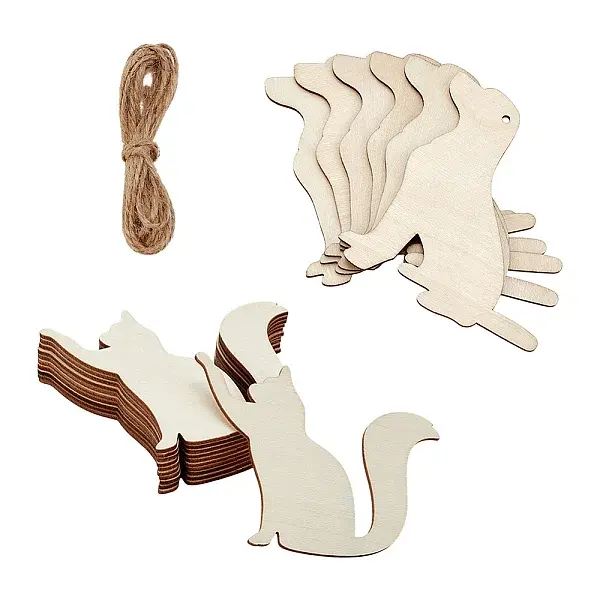 32Pcs 2 Styles Cat & Dog Unfinished Blank Cutouts for Painting Arts