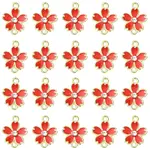 20Pcs Alloy Enamel 5-Petal Flower Connector Charms