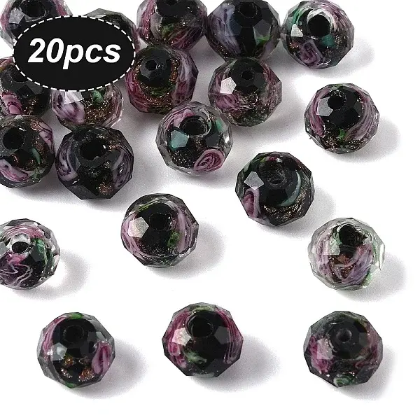 20Pcs Handmade Gold Sand Lampwork Beads