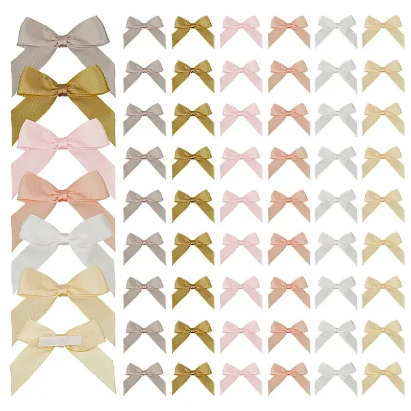 60Pcs 6 Colors Self-Adhesive Polyester Bowknot Gift Box Packing Decorations