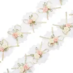 b 2 Yards Embroidery Polyester Flower Lace Trim Ribbon