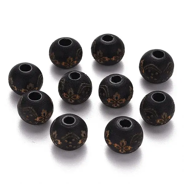 Painted Natural Wood Beads