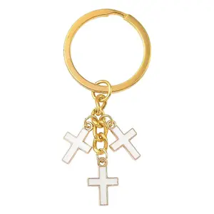 Alloy Enamel Cross Keychains