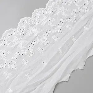 Cotton Embroidered Wavy Edge Flower Pattern Trimming