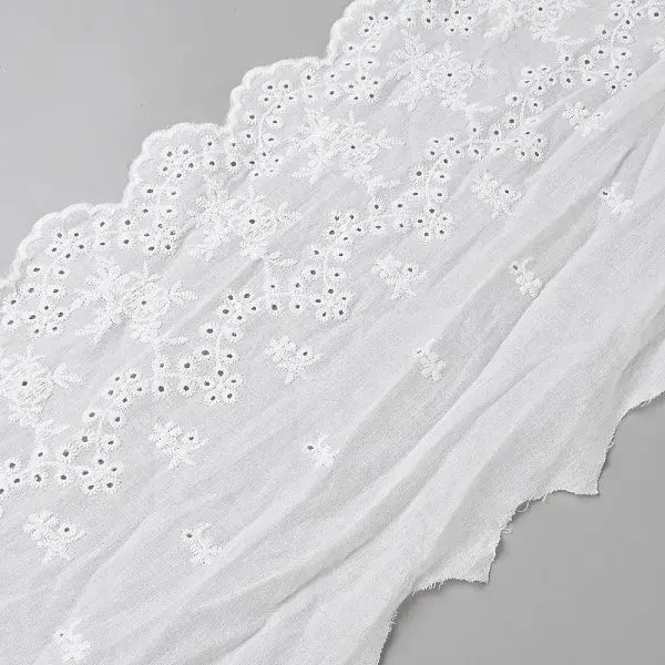 Cotton Embroidered Wavy Edge Flower Pattern Trimming
