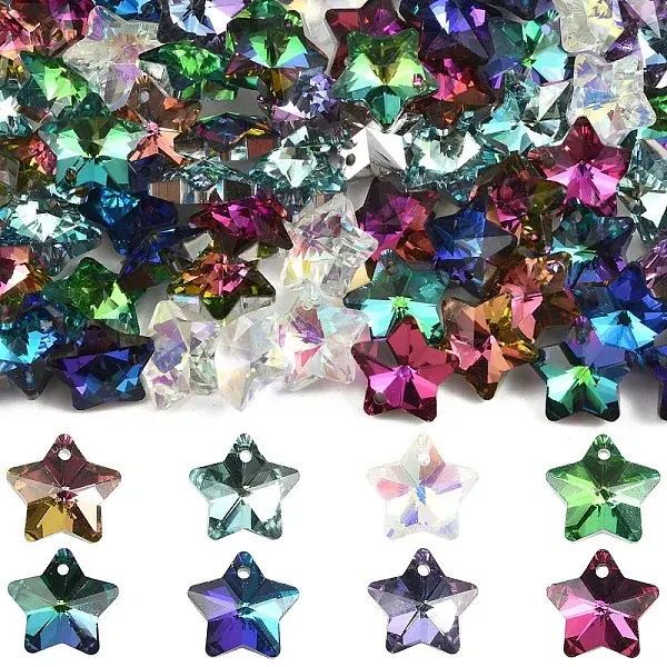80Pcs 8 Colors Electroplate Glass Charms