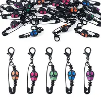 20Pcs Halloween Skull Acrylic & Iron Safety Pins Pendant Decorations
