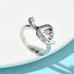 Brass Micro Pave Cubic Zirconia Adjustable Finger Rings