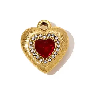 304 Stainless Steel Pave Cubic Zirconia Pendants