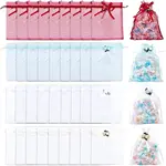 40Pcs 4 Colors 3D Flower Organza Drawstring Bags