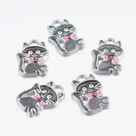 Alloy Enamel Kitten Pendants
