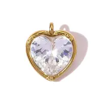 304 Stainless Steel Micro Pave Cubic Zirconia Pendants