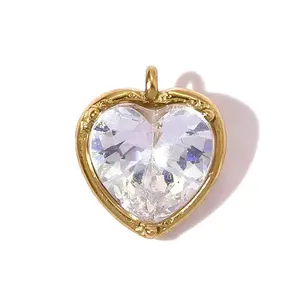 304 Stainless Steel Micro Pave Cubic Zirconia Pendants