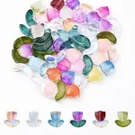 60Pcs 2 Styles Spray Painted Transparent Glass Beads